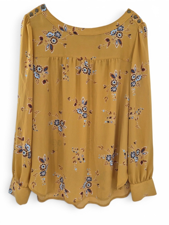 LOFT Tops - LOFT Mustard Floral Blouse L Boho Cottagecore Romantic Long Sleeve Peasant Top